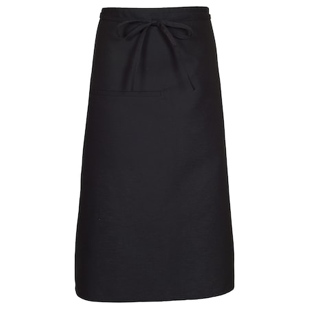 Deltaplus Bistro Waist Apron, Full Length, Inset Pocket, F24I, Black 18342